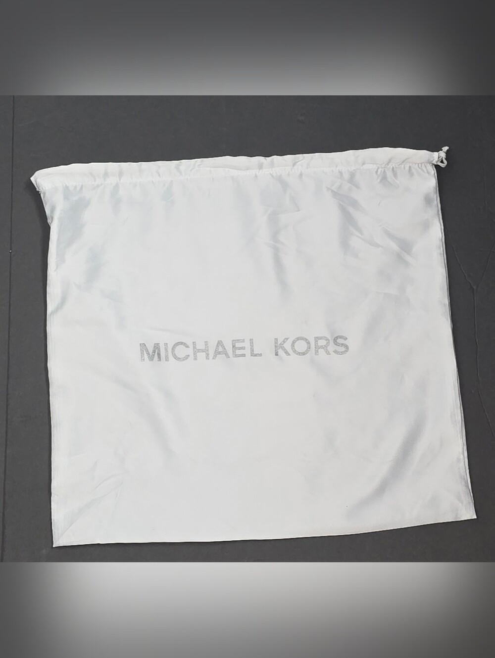 Michael Kors Drawstring Dust Bag for Small Handbag, White/Silver Logo 15'' x 13"